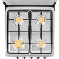 Gas Range Built for Compact Kitchens, 4 Burner Cooktop, 65L Oven, Stainless Steel Body, NG-LPG Conversion Kit