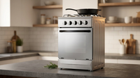 20" Free Standing Gas Stove Oven Range,4 Burner LPG Cooktop with 65L Oven, 201 Stainless Steel Body, Double Layer Mirror Surface Tempered Glass Door, Compact Design for Kitchen (NG-LPG Conversion Kit) — Lifestyle