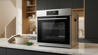 24" Single Wall Oven: Stainless Steel, Black, ETL Certified, 70L Built-In Electric, 3000W Power, 8 Cooking Functions & 108 Automatic Recipes, Led Touch Control — Lifestyle