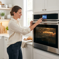 24" Single Wall Oven: Stainless Steel, Black, ETL Certified, 70L Built-In Electric, 3000W Power, 8 Cooking Functions & 108 Automatic Recipes, Led Touch Control — Lifestyle