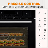 24" Single Wall Oven: Stainless Steel, Black, ETL Certified, 70L Built-In Electric, 3000W Power, 8 Cooking Functions & 108 Automatic Recipes, Led Touch Control