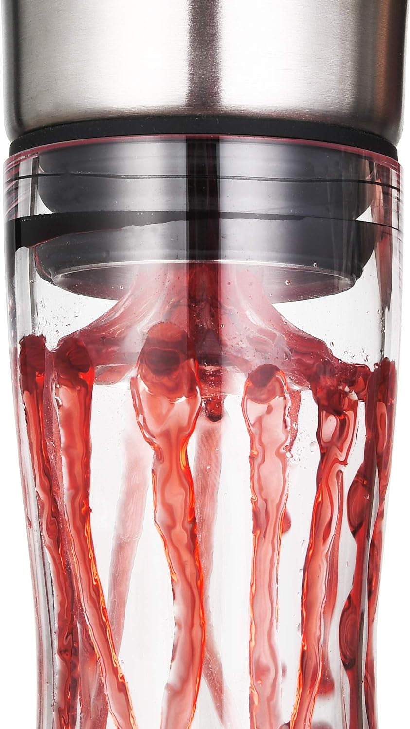 Wine Decanter Built-In Aerator Pourer, Wine Carafe, Red Wine Decanter,100% Lead-Free Crystal Glass, Wine Hand-Held Aerator, Wine Gift, Wine Accessories (Clear，Crystal)