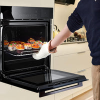 24" Single Wall Oven: Stainless Steel, Black, ETL Certified, 70L Built-In Electric, 3000W Power, 8 Cooking Functions & 108 Automatic Recipes, Led Touch Control