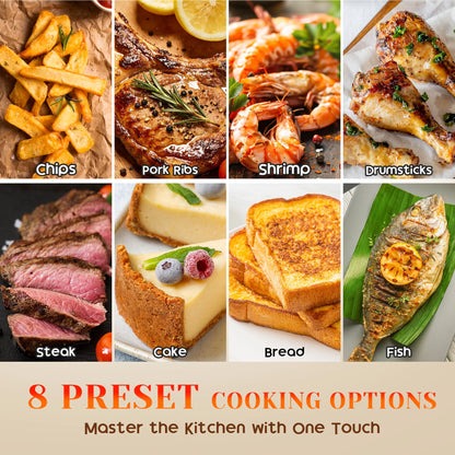 7.5QT 10-In-1 Air Fryer Oven with Grill Plate, LCD Digital Control, Clear-View Window, Air Fryer for Roasting, Baking, Reheating Healthy Meals, Nonstick Basket Air Fryer