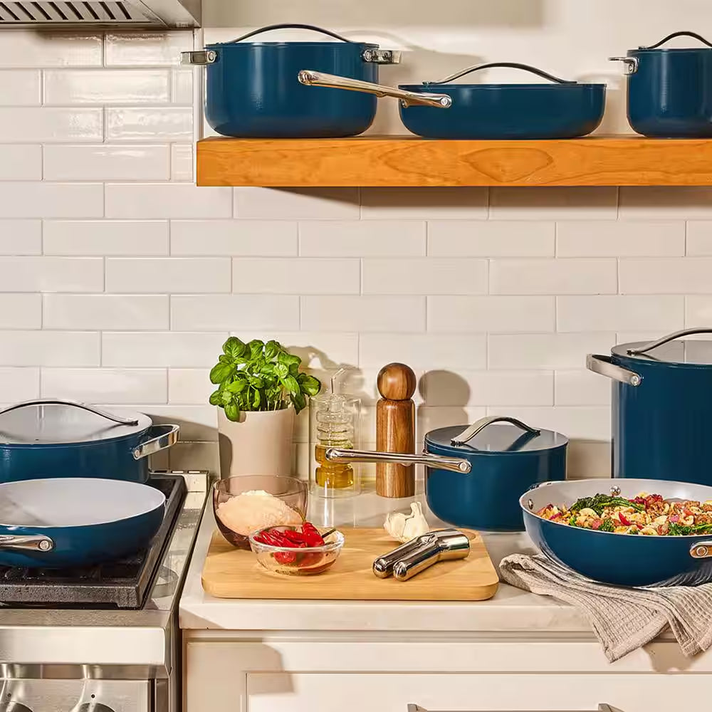 Cookware+ 8-Piece Ceramic Nonstick Cookware Set in Cream
