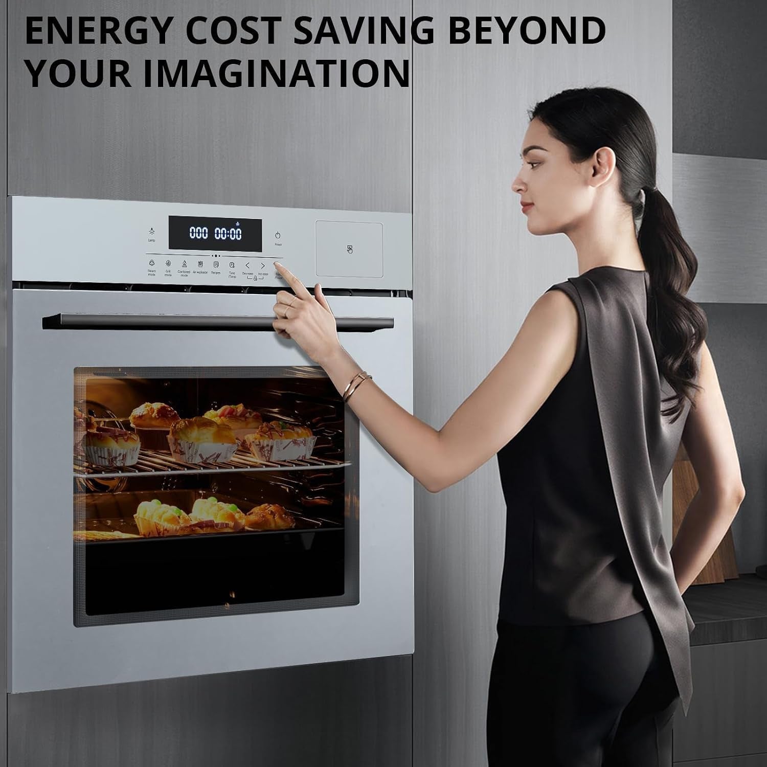 Single Wall Oven 24" Built-In Electric Ovens with 10 Functions, 3000W, 240V, 2.5Cu.F Convection Wall Oven in Stainless Steel, Touch Control, Timer, Safety Lock, ETL Certified