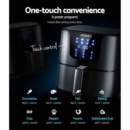 Devanti Air Fryer 7L LCD Fryers Oven Airfryer Kitchen Healthy Cooker