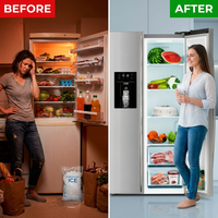 French Door Refrigerator with Side Freezer, Nugget and Cube Ice Maker, Adjustable Thermostat, 20 Cu. Ft., Stainless Steel — Before & After