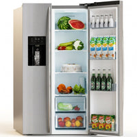French Door Refrigerator with Side Freezer, Nugget and Cube Ice Maker, Adjustable Thermostat, 20 Cu. Ft., Stainless Steel — Studio Shot