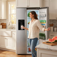French Door Refrigerator with Side Freezer, Nugget and Cube Ice Maker, Adjustable Thermostat, 20 Cu. Ft., Stainless Steel — Lifestyle