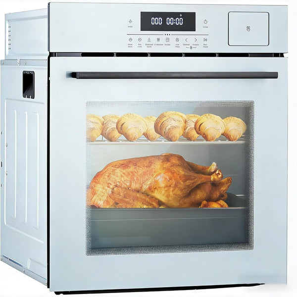 Single Wall Oven 24" Built-In Electric Ovens with 10 Functions, 3000W, 240V, 2.5Cu.F Convection Wall Oven in Stainless Steel, Touch Control, Timer, Safety Lock, ETL Certified
